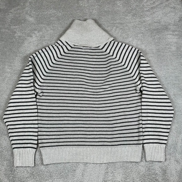 Nautica Shawl Collar Striped Mens‎ Sweater Sz XXL Gray Stretchy Embroidered Logo - Picture 2 of 11